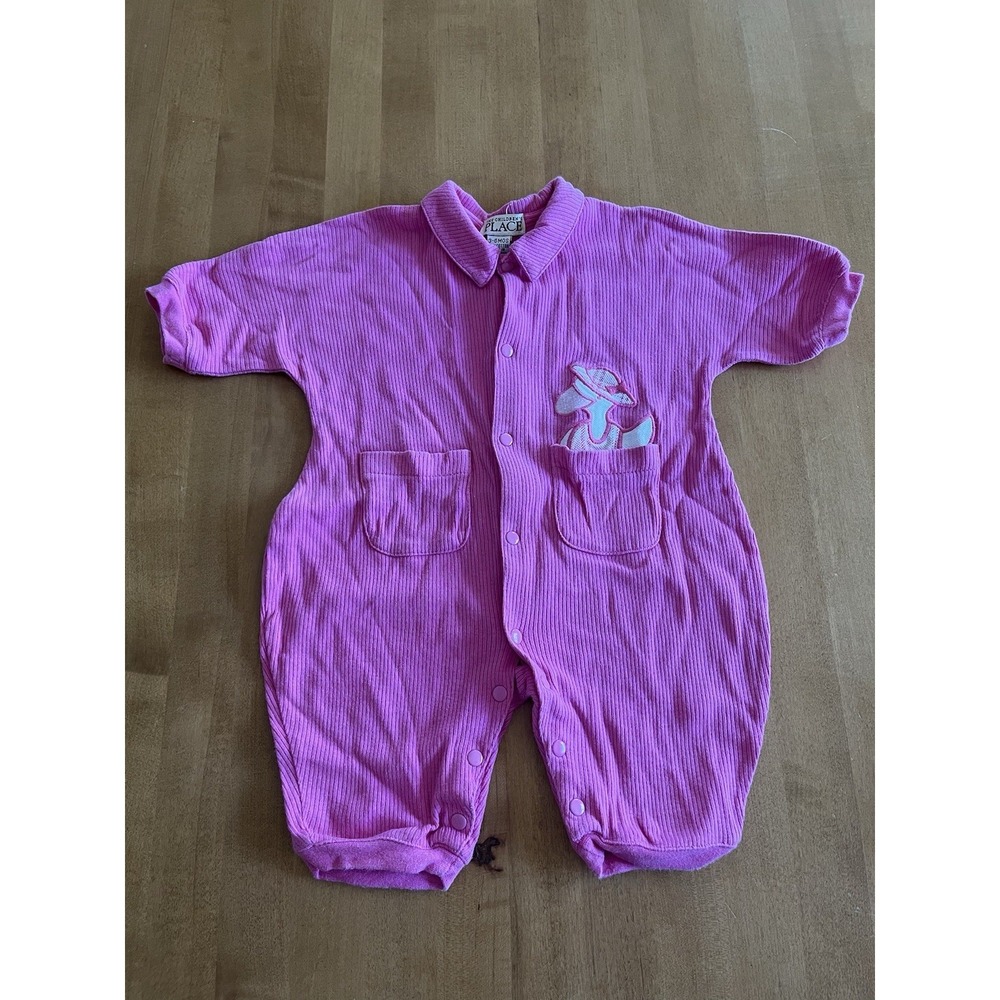 Vintage Children's Place Pink Cotton Jumper Duck‎ Y2K Cottagecore 3-6 Months
